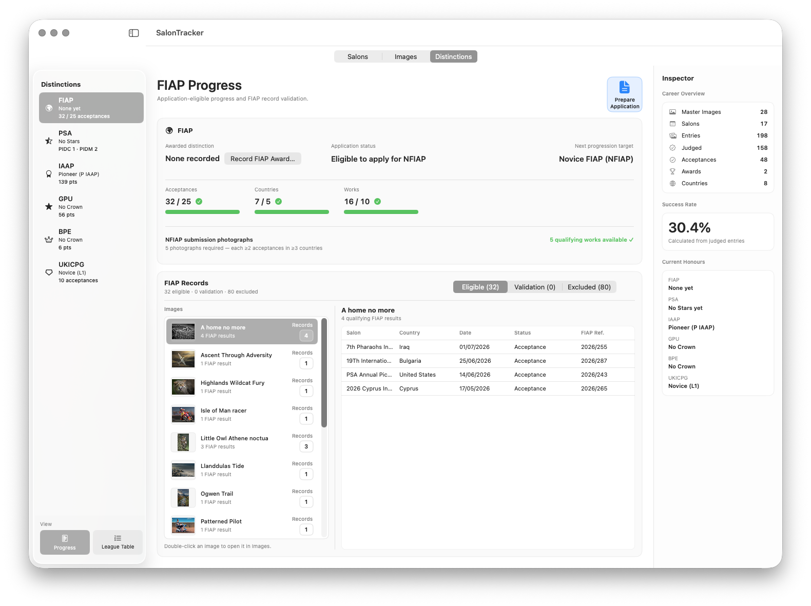 SalonTracker FIAP Progress screen